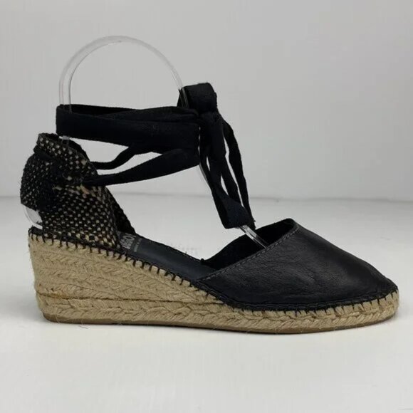 DIEGOS Lola Lace-Up Ribbons Rope Sole & Leather Handcrafted Black Espadrilles 39 - Picture 6 of 12